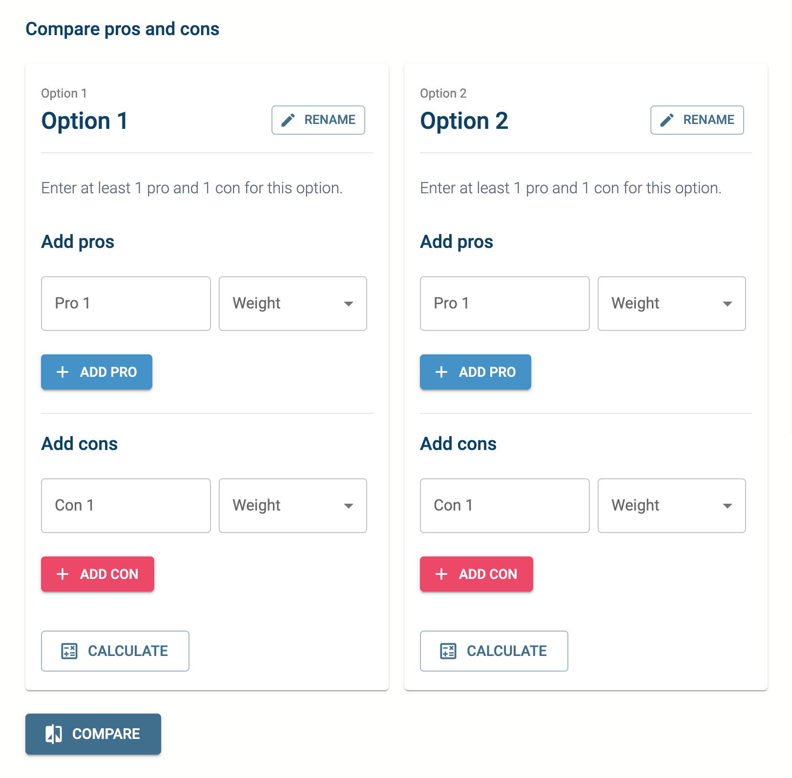 a pros and cons list